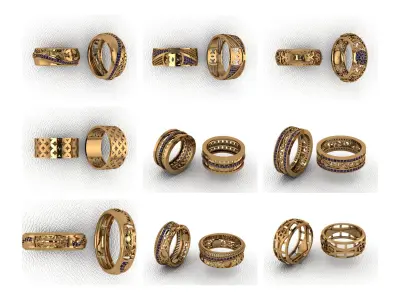 BAND RINGS COLLETION 139 PIECE  3D print model