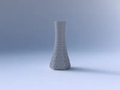 Vase squeezed hexagon with grid piramides 2 3D print model
