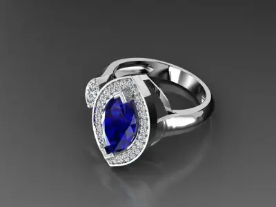 Diamond Jewelry Ring Marquise gem Sapphire blue cut Free 3D print model