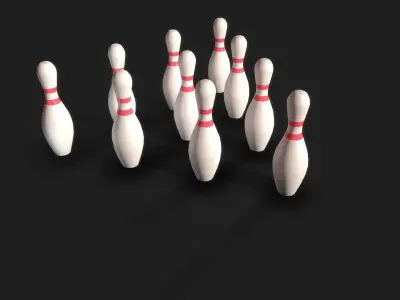 Ten Pin Classic Bowling Pins Low-poly 3D model