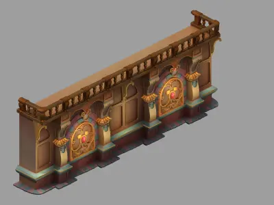 Game Interior Wall 02 3D model