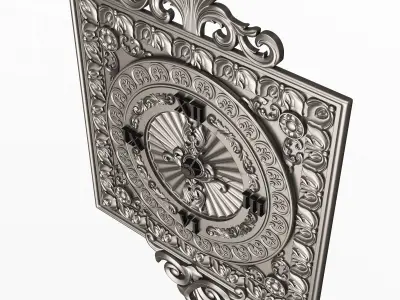 Classic Wall Clock 04 Chrome Low-poly 3D model