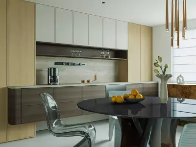 Livingroom and Kitchen 3D model