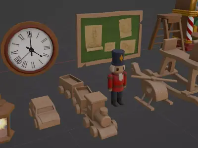 Lowpoly Stylized PBR Christmas Asset Collection Low-poly 3D model