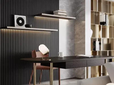 Modern living room dining room interior scenes 280 3D model
