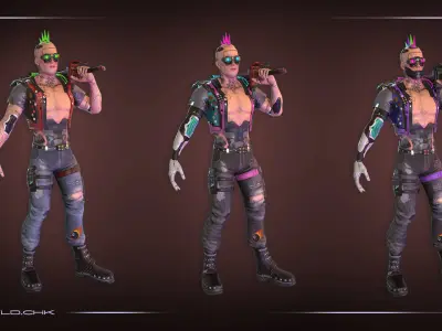 CyberWarrior unreal engine unity Low-poly 3D model