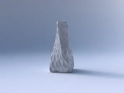 Vase twisted squeezed quadratic with crystal dents 3D print model