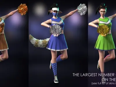 Streetwear Girl 2-8 - Casual Wear Girls Pack 3 Game-Ready Low-poly 3D model