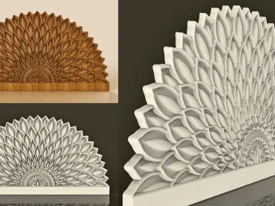 BED HEADBOARD - FLOWER PETALS 3D print model