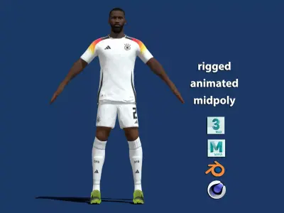 T-Pose Rigged Rudiger Germany Euro 2024 3D model