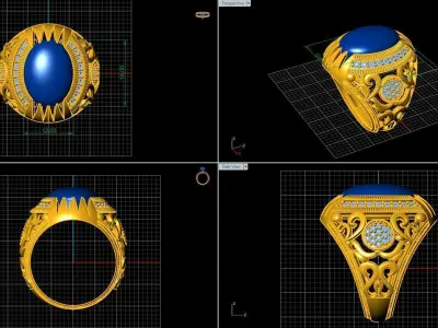 Turkish silver ring men  3D model