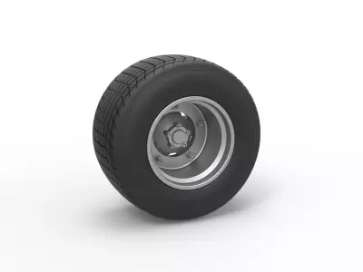Wheel of Vintage Dirt race car V1 Scale 1 to 25 3D print model
