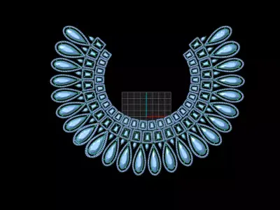 Royal Blue and Gold Enamel Statement Necklace 3D print model