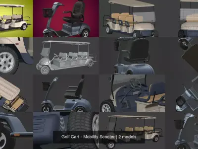 Golf Cart - Mobility Scooter 3D Model Pack