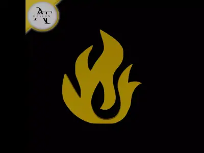 Simple Flame Symbol - 2D Art Free 3D print model 28