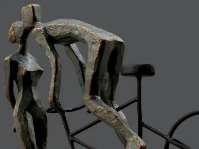 Cyclist In Love Handmade Statue Home Decor Art 3D model