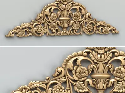 Carved decor horizontal 034 3D model
