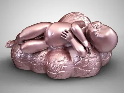Baby Sleeping On Cloud 3D print model