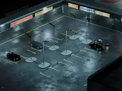 Cyberpunk Parking Lot 3D model