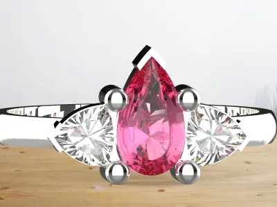 3 stone and sapphire beautful wedding lucxary  ring  3D print model