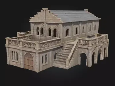 Medieval Stone House Model  Sturdy Shelter of a Bygone Age 3D model