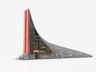 Futuristic Skyscraper Neon Facade model pack Low-poly 3D model