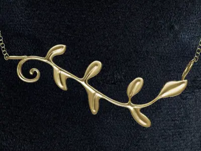 Olive Leaf Vine Pendant gold luxury jewellery 3D model