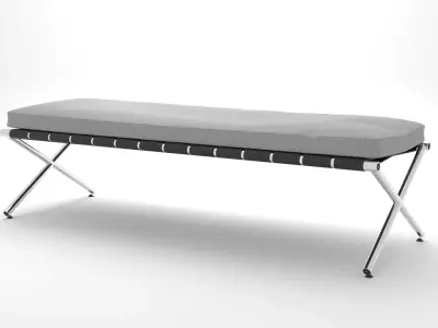 CHEAP MODELZ  Luxury leather and metal bench 1 3D model
