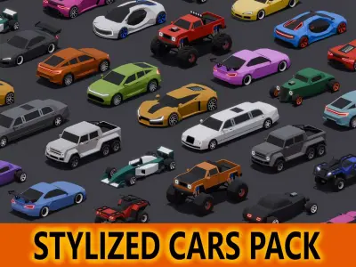 Stylized Lowpoly Cars Vol2 Low-poly 3D model