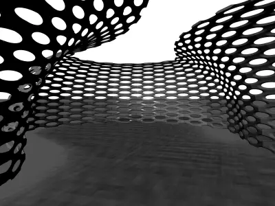 Dome with circular holes in round shape geodesic dome 3D model