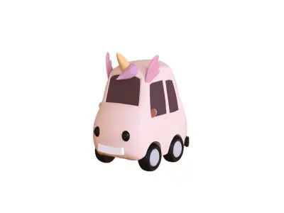Cartoon Unicorn Car  Low-poly 3D model