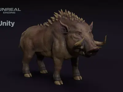 Boar creature Low-poly 3D model