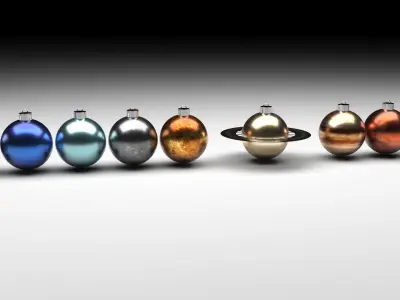 Planets Christmas Balls Set 3D model