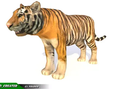 Lowpoly Tiger Animated 3D model Low-poly 3D model