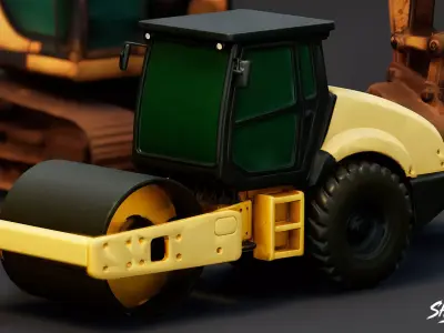 Construction Vehicles Pack Low-poly 3D model