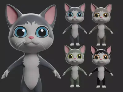 Cat Cartoon  Low-poly 3D model buy