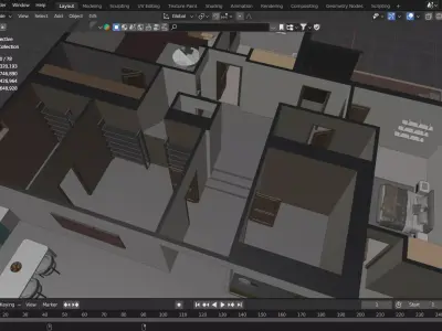 Underground Furnished House 3D Model 3D model