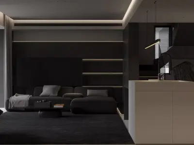 Modern living room dining room interior scenes 573 3D model