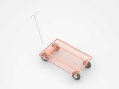 Four Wheels Iron Static Cart  3D model
