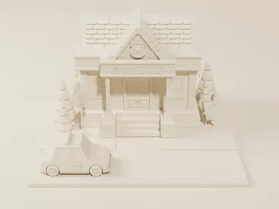 Police Station - Isometric  Low-poly 3D model