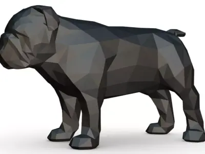 English bulldog low poly 3D print model