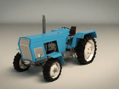 Low Poly Tractor 02 Low-poly 3D model
