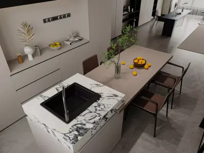 Modern living room dining room interior scenes 187 3D model