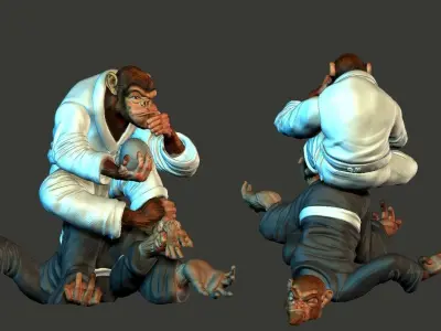 jiusitsu monkeys 3D print model