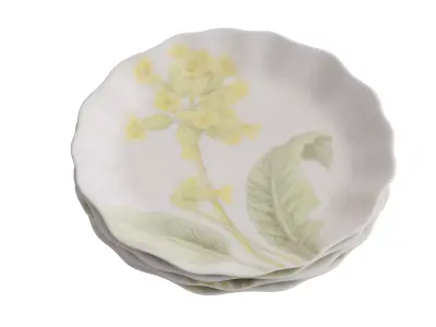 Yellow Floral Salad Plates Low-poly 3D model