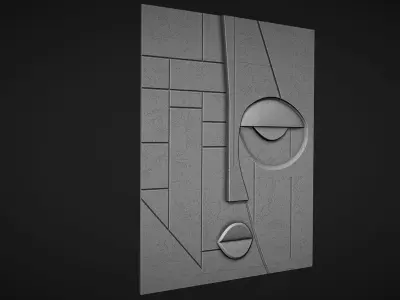 Cubist Face Art Wall Decor for Cnc Carving 3D print model