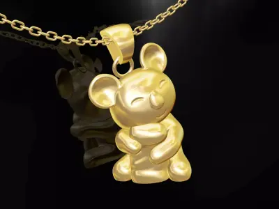 Koala pendant jewelry gold 3D print model