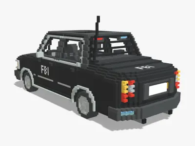 Voxel FBI Car Low-poly 3D model