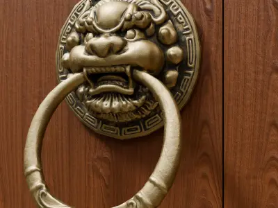 Chinese Style Beast Head Door Knocker 3 - Low Poly PBR Model Low-poly 3D model