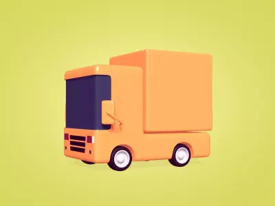Cartoon Truck Low-poly 3D model